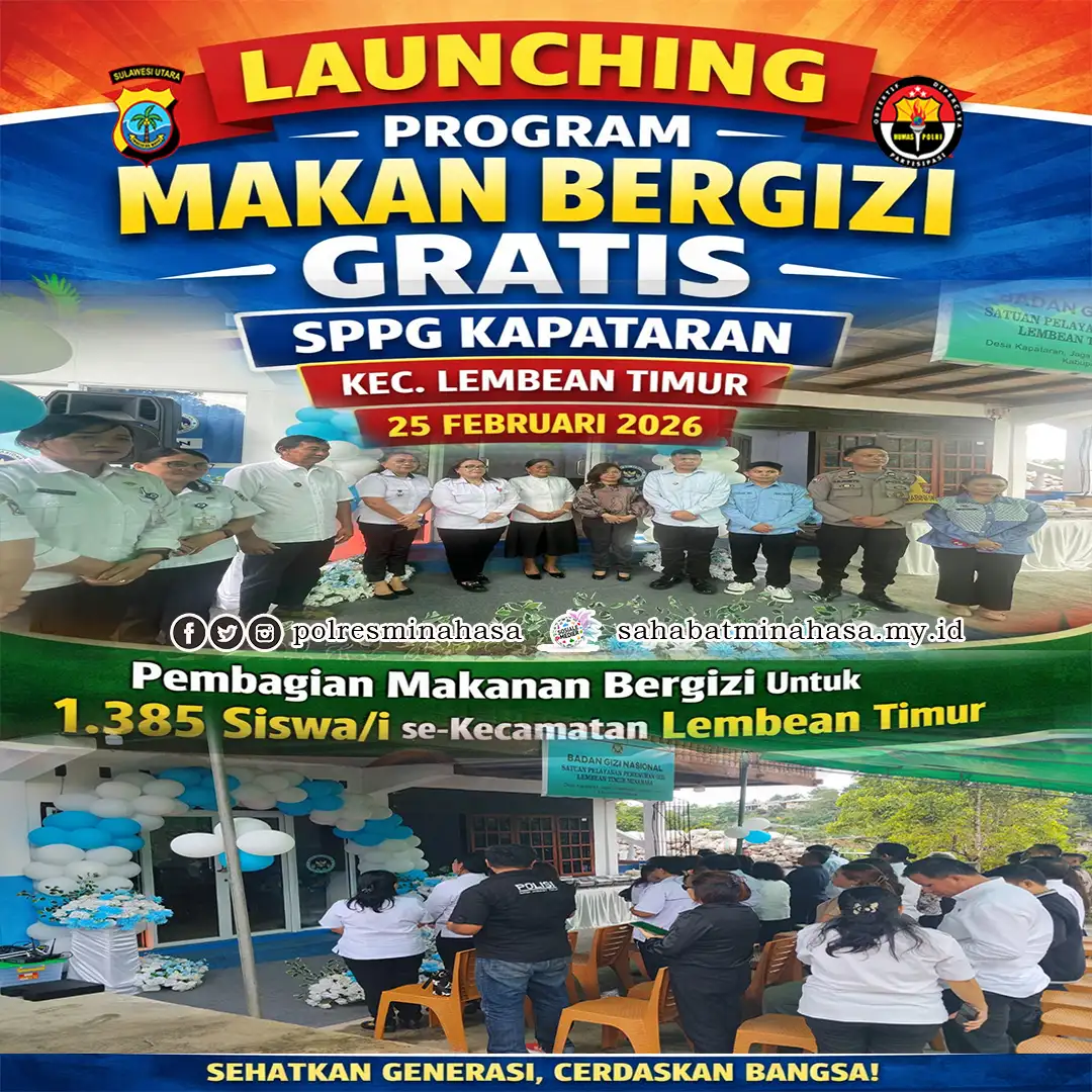 Launching Program Makan Bergizi Gratis, 1.385 Siswa di Lembean Timur Terima Manfaat